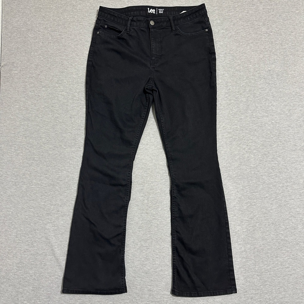Lee Regular Fit Bootcut Mid Rise Jeans Black Denim Stretch Womens Size 14 33x31